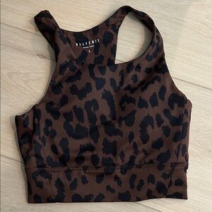 Brown and Black Leopard Print Sports Bra